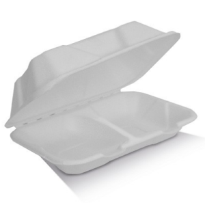 Enviro Lunch Sugarcane Clamshell 9x6x3" - 2 Compartments (251 x 163 x 71mm) SCR